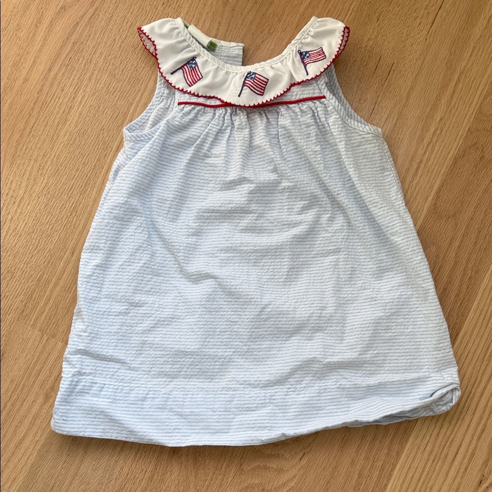 Classic Whimsy Patriotic Sleeveless Dress with Flag Details